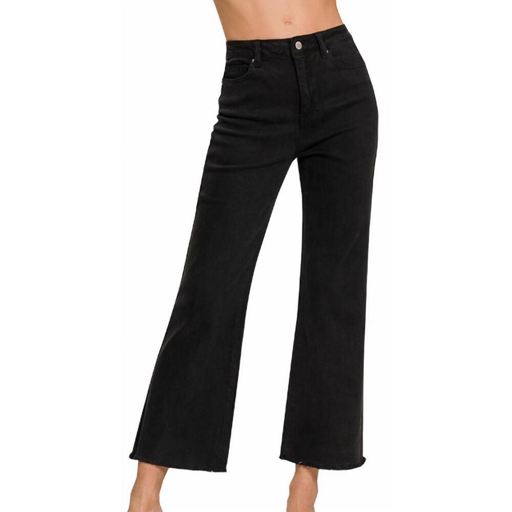 NEW ZENANA high waist frayed hem jean - plus in black